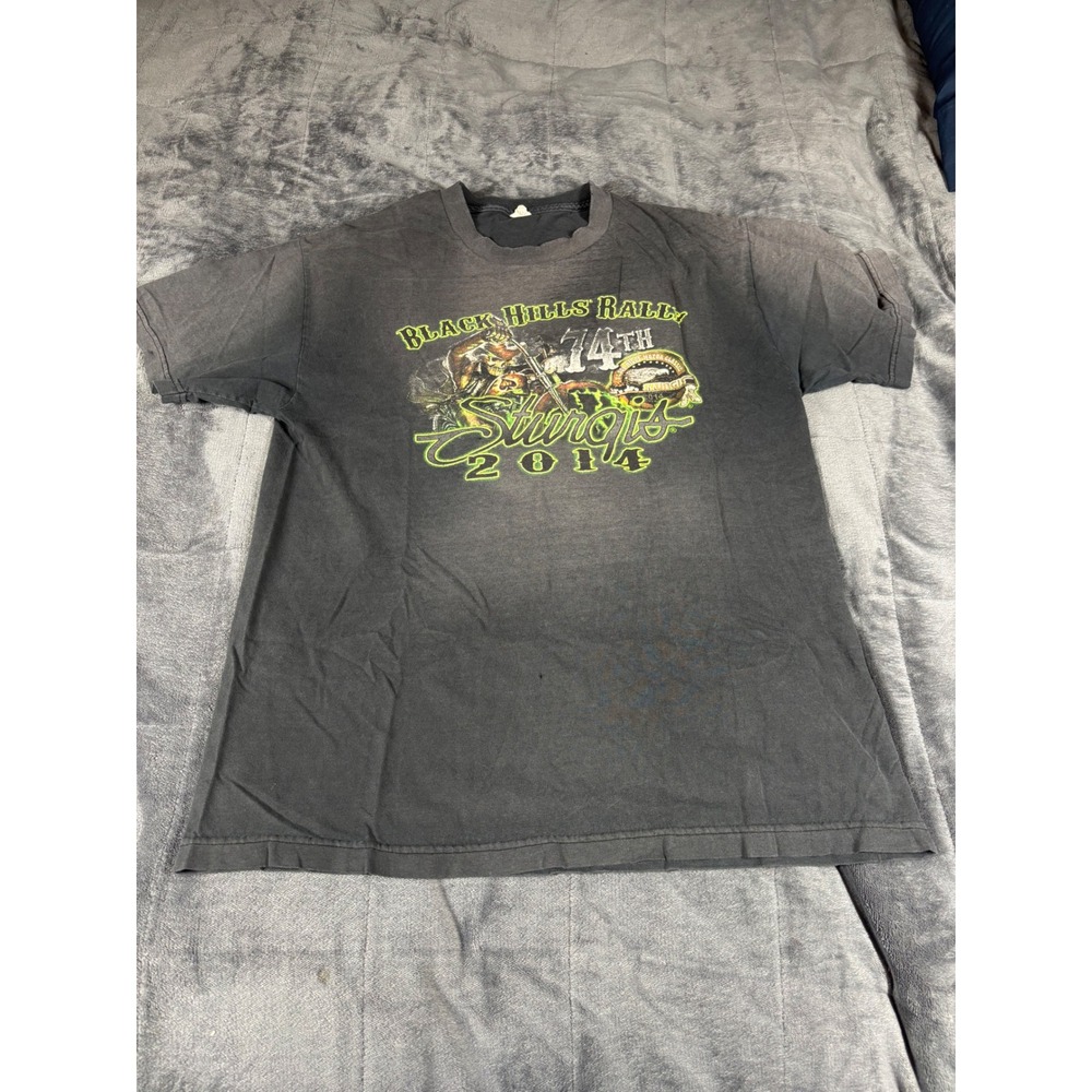 Alstyle Sturgis 2014 Black Hills Rally 74th Anniversary T-Shirt Mens Large Black
